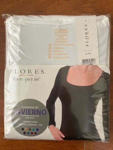 Camiseta Mujer Invierno Marca Flores Color Blanco Mod 4070