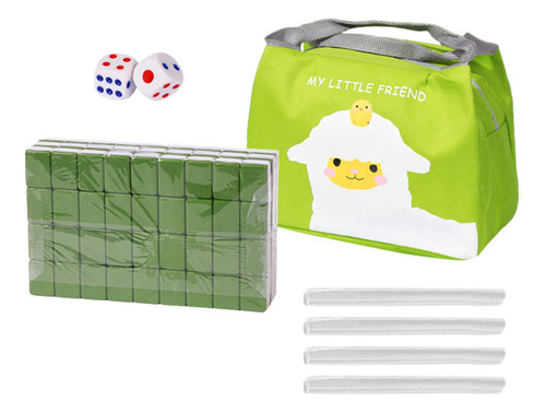 Juego De Mahjong De Viaje Portátil Con Bolsa, Juego Verde