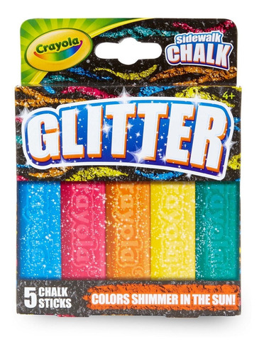 Tizas Lavables Para Exterior Glitter Crayola X5 Colores