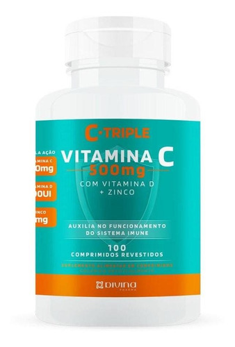 Vitamina C + D + Zinco Divina 500mg C-triple 100 Comprimidos