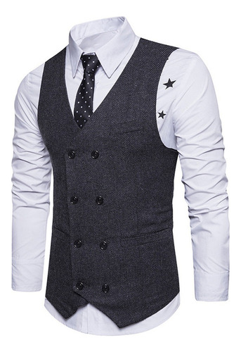 Chaleco Para Hombre, Formal, De Tweed, Con Doble Botonadura,