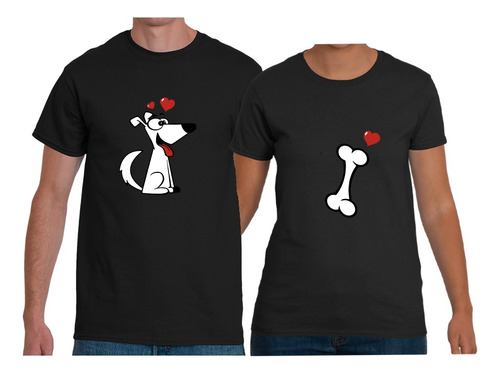 Pack Polera Parejas Día De Los Enamorados Amor Perro Y Hueso