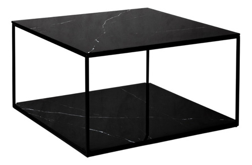 Mesa Ratona Moderna Cuadrada Hierro Estante Simil Marmol