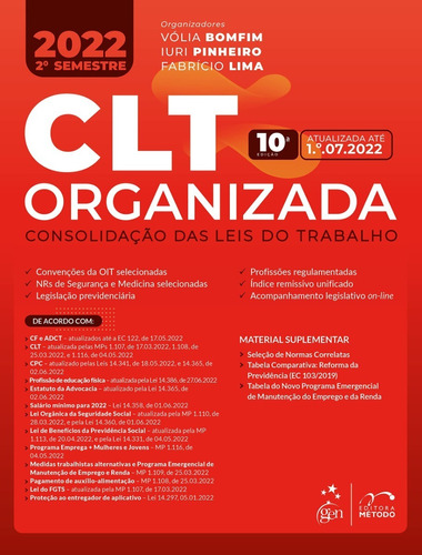 Clt Organizada - Consolidação Das Leis Do Trabalho - 2022 