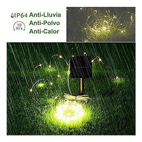 Jj A Cb 2 Pack Cadena Luces Solares, 8 Modos 10m 100 Luces