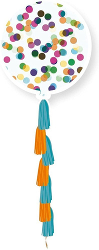 Globo Gigante Transparente Confetti Multicolor Con Borlas 