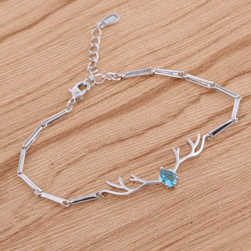 Brazalete De Asta De Ciervo De Plata Brazalete De Azul