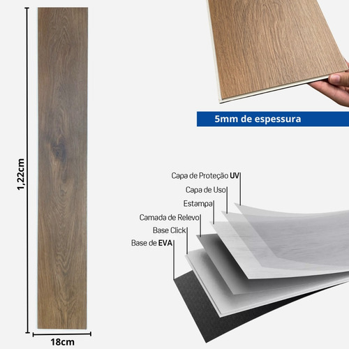 Piso Vinilico Click Spc Clicado Premium Caixa Com 2,64m²