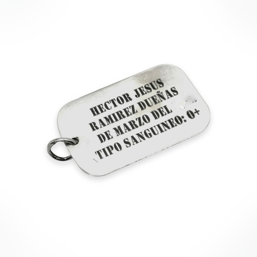 Placa Tipo Militar Para Hombre En Plata Ley 925 Con Grabado