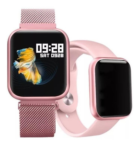 Relógio Smart Watch Oled Pro/ P70 C/ Duas Pulseiras-rose
