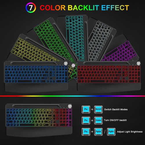 Combo Teclado & Mouse Inalámbricos Retroiluminados Ergonómic