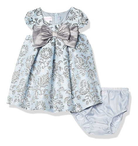 Bonnie Baby Baby Girls Short Sleeve Jacquard Party Dress, Az