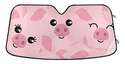 Parasol De Coche Pigs Pink, Bloquea Rayos Uv, 55 X 27 In