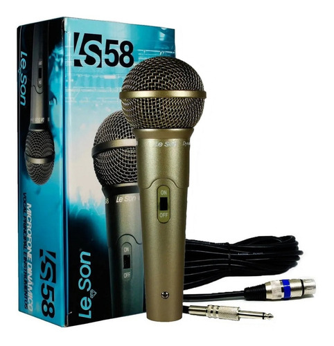 Microfone Dinâmico Com Cabo Champanhe Ls-58 - Leson