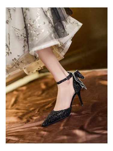 Sandalias Tacón Alto Con Tiras Modernas Y Dulces Para Mujer