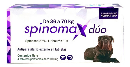 Antipulgas Spinomax Duo Perros 36 A 70 Kg 4 Tabletas