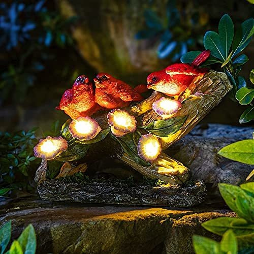 Estatua De Jardín De Pájaros  Inales  Luces Solares  ...