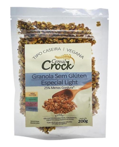 Kit 2 Granola De Aveia Light Sem Glúten Leve Crock 200g