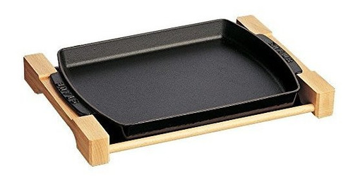 Staub Plato Rectangular Wwooden Plate Black Matte 15 X 9 Bla