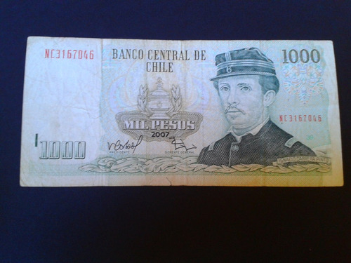 Chile Billete Mil Pesos Corbo Zurbuchen 2007