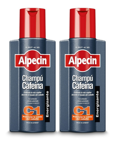 Pack X 2 Shampoo Alpecin Cafeína C1 Anticaída 250ml