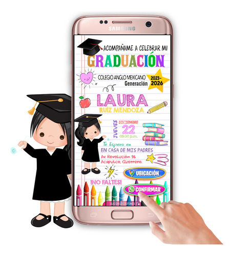 Invitación Digital Mi Graduación Botones Interactivos Mapa Mi Graduación De Kinder Para Niña