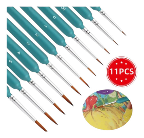 Kit 11 Pinceis Pintura Fina Miniatura Detalhe Profissional