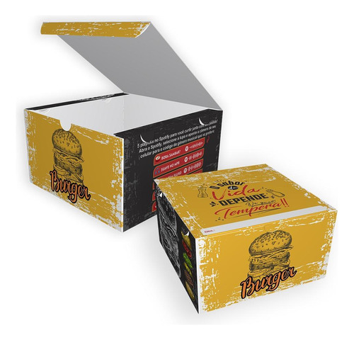 Embalagem Box Pequeno De Hambúrguer - Linha Rústica - 200un