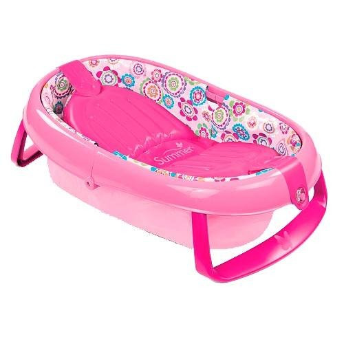 Bañera Plegable Inflable Para Bebe Summer Compacta Rosa