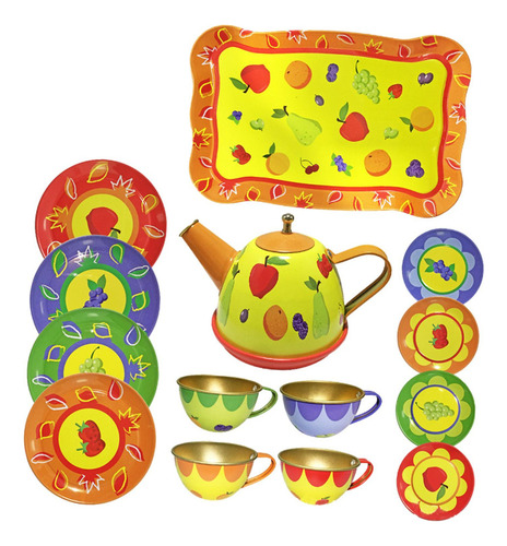 Juego De Té De Con Teteras De Metal, Tazas Y Platos,