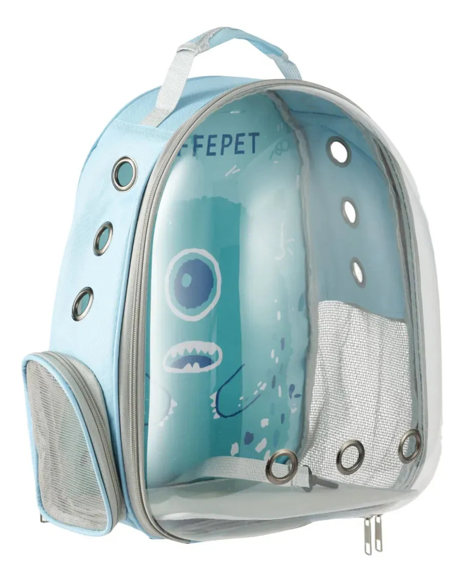 Mochila Transporte PetVisão 360 Gato Cão Cor Azul Claro LoffePET