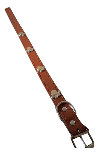 Collar Ecocuero Para Mascotas Con Aplique. Marrón Huellitas M