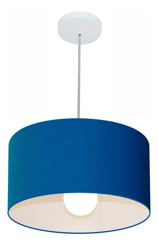 Lustre Pendente Cilíndrico Vivare Md-4031 Cúpula Tec 40x21cm Cor Azul-marinho 110V/220V