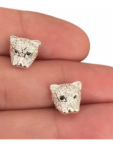 Imagen 2 de 7 de Aros Pantera De Plata 925.