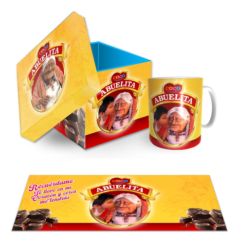 Taza Y Caja Para Regalo, Chocolate Para Abuelita Coco +envio