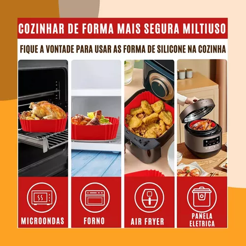 Kit 6 Forma Silicone Air Fryer Tamanhos Variados - Microondas