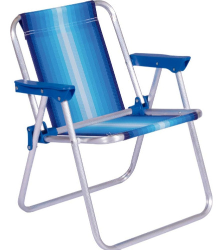 Cadeira De Praia Infantil Alta Alumínio Mor ( Azul )