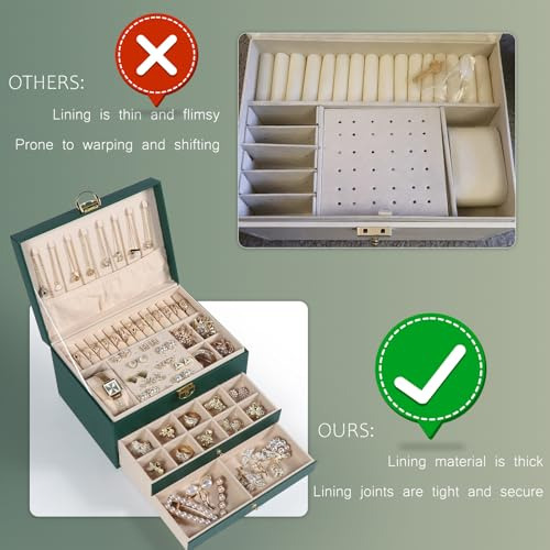 Caja Organizadora De Joyas 3 Capas Con Candado Para Navidad.