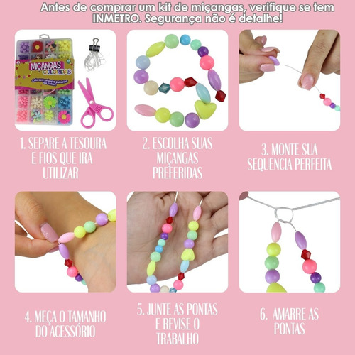 Kit Infantil Diy Fazer Bijuterias Criativas Com Miçangas