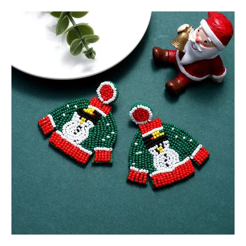Pendientes De Cuentas De Navidad Para Mujer, Pingüinos Feo,