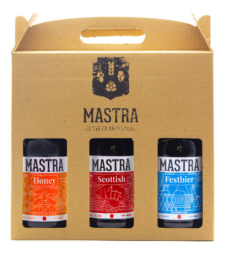 Pack 3 Cervezas Mastra Artesanal Botellas 500ml, Caja Regalo