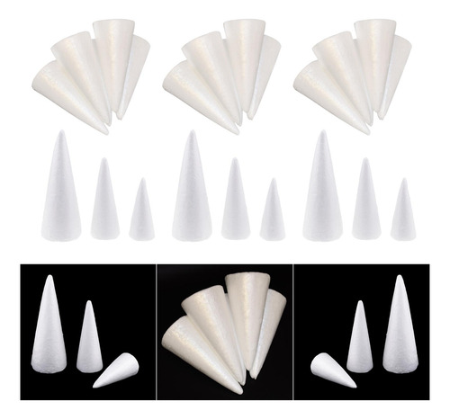 24x Conos Sólidos De Poliestireno 15-25cm Manualidades