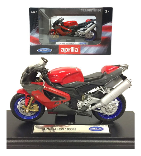 Moto Aprilia Rsv 1000 R Welly Escala 1:18 Scarlet Kids