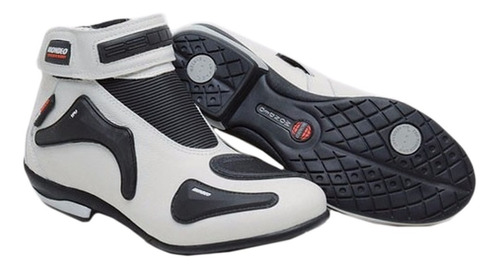 Bota Motociclista Couro Soft Race Cano Baixo 42 Marfim