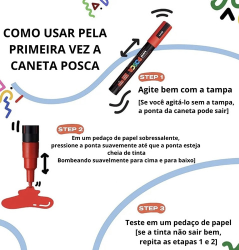 Kit Canetas Posca Pc-8k 8 Cores Ponta Quadrada