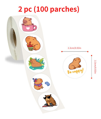 2 Rollos Pegatinas Capibara - Diseños Diferentes