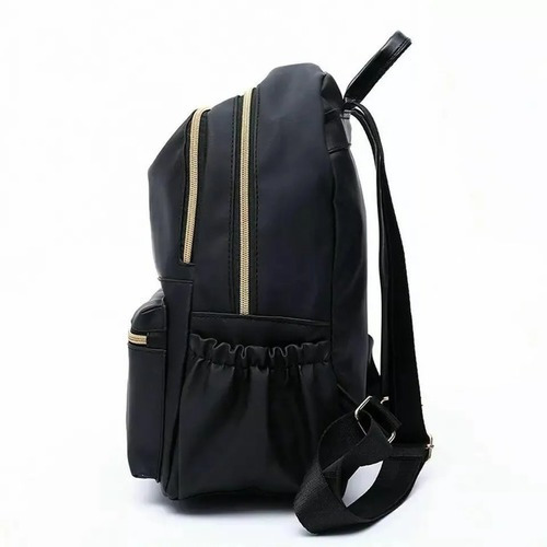 Mochila Mujer Impermeable Cartera Negro Con Dorado Premium