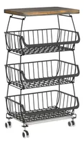 Comprar Cesta Estante De 4 Niveles Con Ruedas De Color Negro