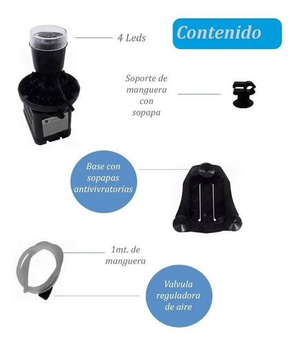 Imagen 7 de 10 de Aireador Sumergible Pecera Acuario Luz Bomba Agua Rs 600la