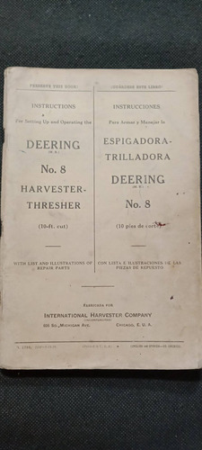  Catalogo Deering 8 Original Trilladora 10 Pies